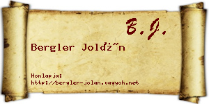 Bergler Jolán névjegykártya